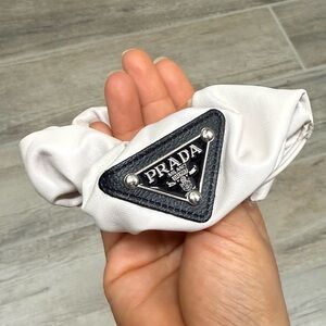 Prada metal logo hair scrunchy